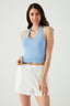 Blue Basic Halter Neck Top