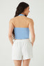 Blue Basic Halter Neck Top
