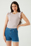Cloudy Grey Frill Sleeveless Bodysuit