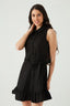 Black Sleeveless Poplin Shirt Dress