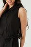 Black Sleeveless Poplin Shirt Dress