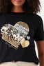 Black Animal Foil Heart Front Tee