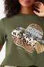 Light Khaki Animal Foil Heart Front Tee