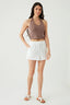White Textured Pull On Short