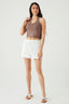 White Textured Pull On Short