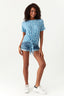 Multi Daisy Allover Tie Front Tee