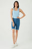 Blue Frill Strap Sleeveless Bodysuit