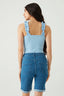 Blue Frill Strap Sleeveless Bodysuit