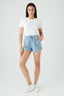 Blue Angled Hem Shorts