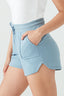 Blue Angled Hem Shorts