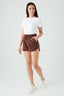 Brown Angled Hem Shorts