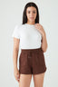Brown Angled Hem Shorts