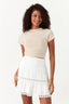 Neutral Plain Tie Back Crop Tee