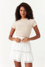Neutral Plain Tie Back Crop Tee