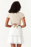 Neutral Plain Tie Back Crop Tee