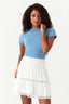 Dusty Blue Plain Tie Back Crop Tee