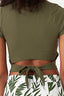 Khaki Plain Tie Back Crop Tee