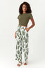 Khaki Plain Tie Back Crop Tee