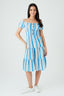 Blue Stripe Bardot Tea Dress