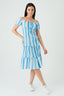 Blue Stripe Bardot Tea Dress