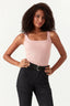 Nude Pink Square Neck Rib Bodysuit