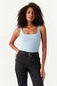 Dusty Blue Square Neck Rib Bodysuit