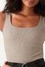 Suede Square Neck Rib Bodysuit