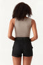 Suede Square Neck Rib Bodysuit