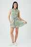 Khaki Printed Sleeveless Shirt Dress