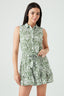 Khaki Printed Sleeveless Shirt Dress