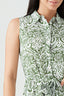 Khaki Printed Sleeveless Shirt Dress