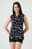 Black Floral Sleeveless Shirt