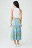 Blue Floral Crinkle Tiered Midi Skirt