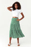 Green Ditsy Tiered Midi Skirt