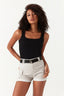 Black Square Neck Rib Bodysuit