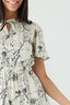 Mono Printed Tie Detail Tea Dress