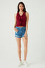 Plum Frill Collar V Neck Vest