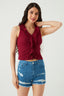 Plum Frill Collar V Neck Vest