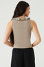 Suede Frill Collar V Neck Vest