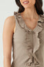 Suede Frill Collar V Neck Vest