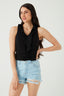 Black Frill Collar V Neck Vest