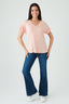 Pink V Neck Detail Slub Tee