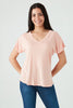 Pink V Neck Detail Slub Tee