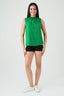 Green Spot Print Shirred Neck Blouse