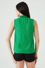 Green Spot Print Shirred Neck Blouse