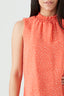 Peach Spot Print Shirred Neck Blouse