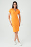 Orange Collar Detail Rib Midi Bodycon Dress