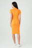 Orange Collar Detail Rib Midi Bodycon Dress