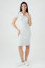 Grey Collar Detail Rib Midi Bodycon Dress