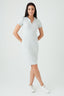 Grey Collar Detail Rib Midi Bodycon Dress